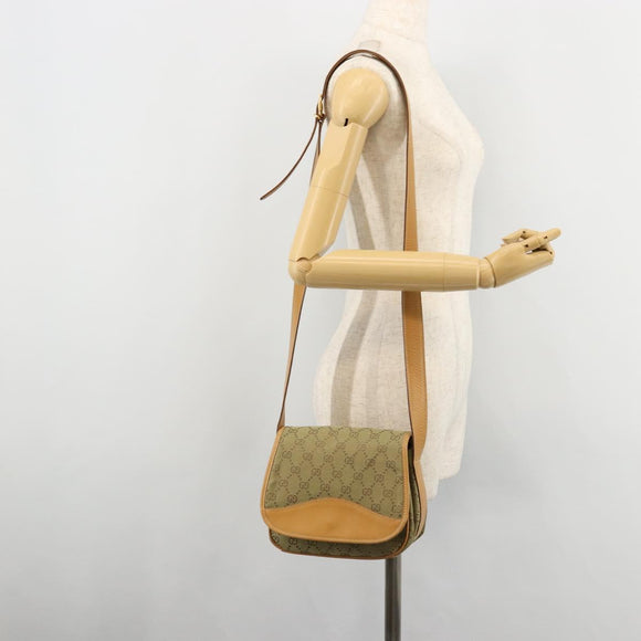 GUCCI GG Canvas Shoulder Bag Beige Gold 007 3444 0207 Auth 177887