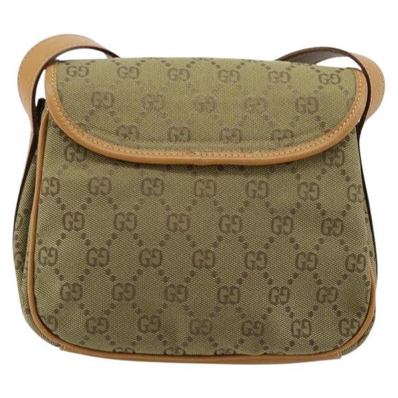 GUCCI GG Canvas Shoulder Bag Beige Gold 007 3444 0207 Auth 177887