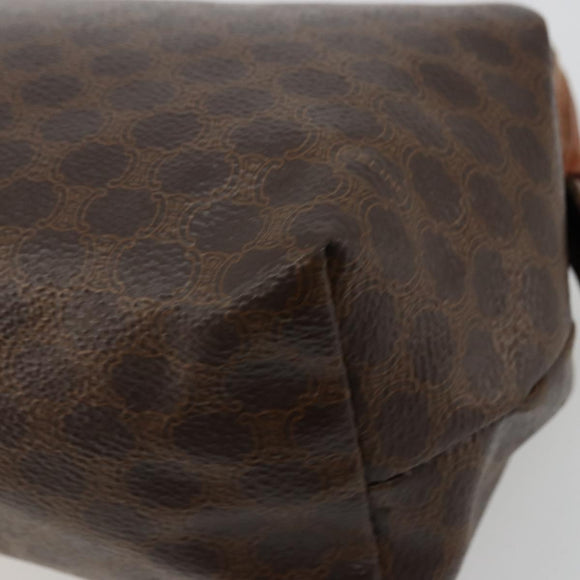 CELINE Macadam Canvas Pouch PVC Leather Brown Gold Auth 177896