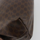 CELINE Macadam Canvas Pouch PVC Leather Brown Gold Auth 177896-16