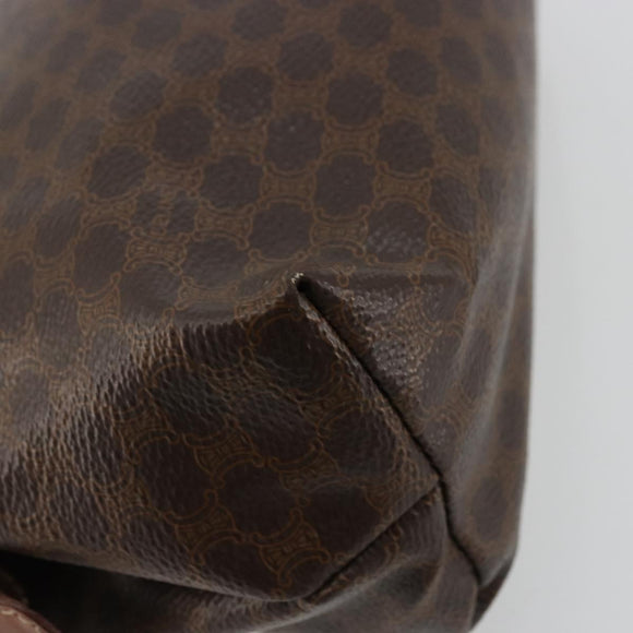 CELINE Macadam Canvas Pouch PVC Leather Brown Gold Auth 177896