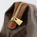 CELINE Macadam Canvas Pouch PVC Leather Brown Gold Auth 177896-9