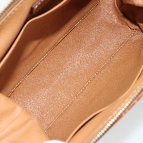 CELINE Macadam Canvas Pouch PVC Leather Brown Gold Auth 177896