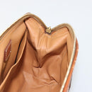 CELINE Macadam Canvas Pouch PVC Leather Brown Gold Auth 177896-17