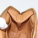 CELINE Macadam Canvas Pouch PVC Leather Brown Gold Auth 177896-18