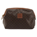 CELINE Macadam Canvas Pouch PVC Leather Brown Gold Auth 177896-13