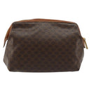 CELINE Macadam Canvas Pouch PVC Leather Brown Gold Auth 177896-2