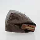 CELINE Macadam Canvas Pouch PVC Leather Brown Gold Auth 177896-3