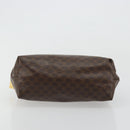 CELINE Macadam Canvas Pouch PVC Leather Brown Gold Auth 177896-6