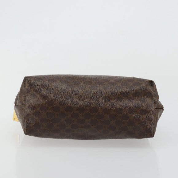 CELINE Macadam Canvas Pouch PVC Leather Brown Gold Auth 177896