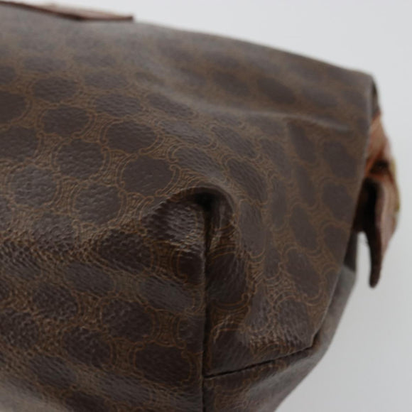CELINE Macadam Canvas Pouch PVC Leather Brown Gold Auth 177896