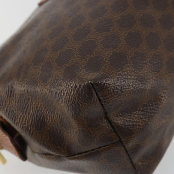 CELINE Macadam Canvas Pouch PVC Leather Brown Gold Auth 177896