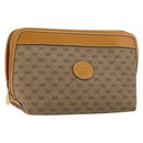 GUCCI Micro GG Supreme Pouch PVC outlet Beige Gold Auth 177897-1