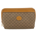 GUCCI Micro GG Supreme Pouch PVC outlet Beige Gold Auth 177897-13