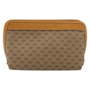 GUCCI Micro GG Supreme Pouch PVC outlet Beige Gold Auth 177897-2