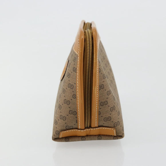 GUCCI Micro GG Supreme Pouch PVC outlet Beige Gold Auth 177897
