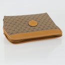 GUCCI Micro GG Supreme Pouch PVC outlet Beige Gold Auth 177897-5