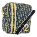Christian Dior Trotter Canvas Shoulder Bag PVC Navy Silver Auth 177902-1