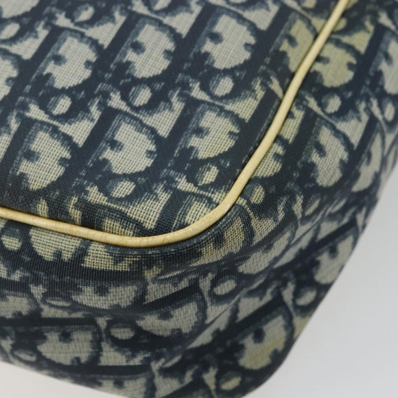 Christian Dior Trotter Canvas Shoulder Bag PVC Navy Silver Auth 177902