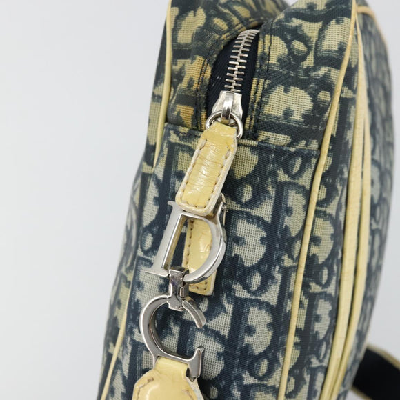 Christian Dior Trotter Canvas Shoulder Bag PVC Navy Silver Auth 177902