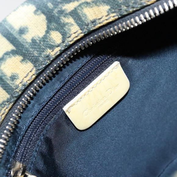 Christian Dior Trotter Canvas Shoulder Bag PVC Navy Silver Auth 177902