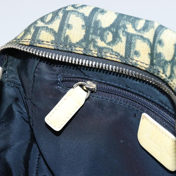 Christian Dior Trotter Canvas Shoulder Bag PVC Navy Silver Auth 177902