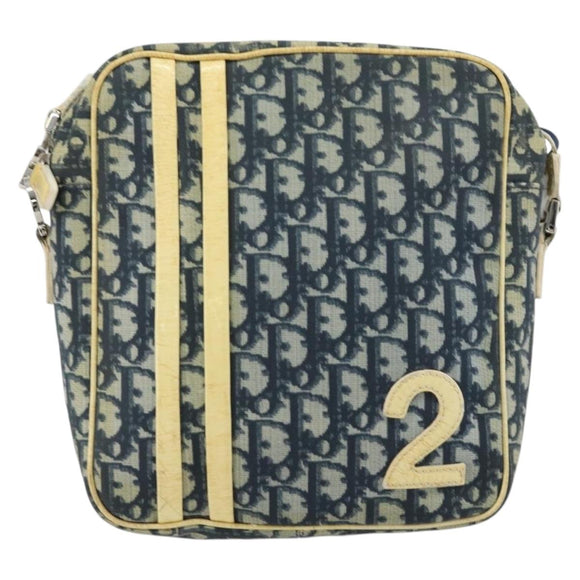 Christian Dior Trotter Canvas Shoulder Bag PVC Navy Silver Auth 177902