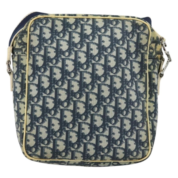 Christian Dior Trotter Canvas Shoulder Bag PVC Navy Silver Auth 177902