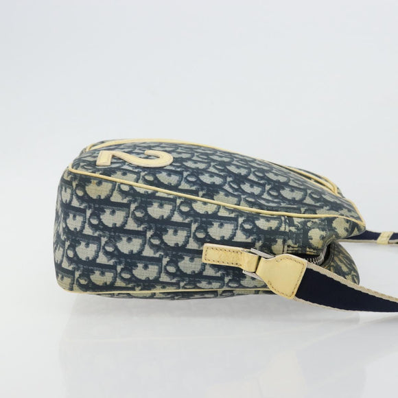 Christian Dior Trotter Canvas Shoulder Bag PVC Navy Silver Auth 177902