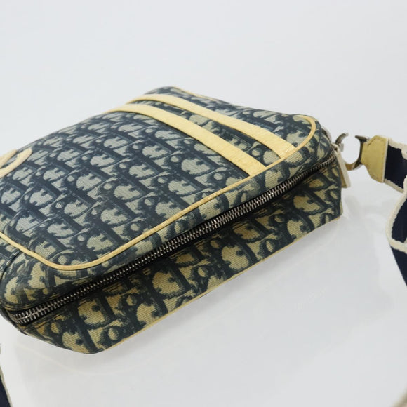 Christian Dior Trotter Canvas Shoulder Bag PVC Navy Silver Auth 177902