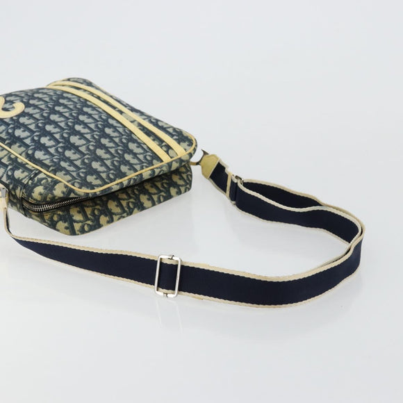 Christian Dior Trotter Canvas Shoulder Bag PVC Navy Silver Auth 177902