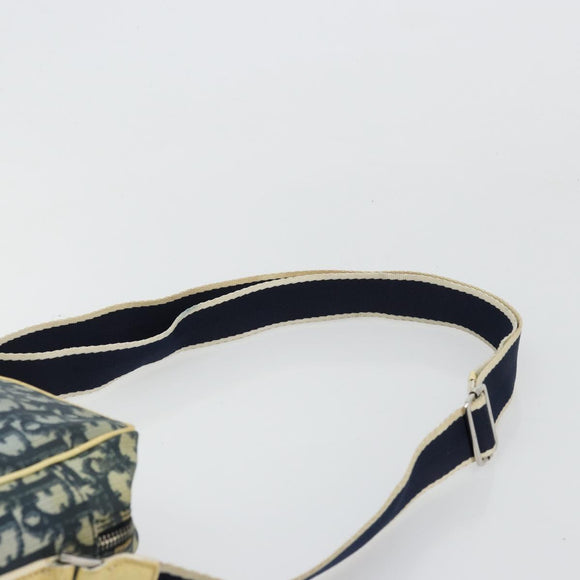 Christian Dior Trotter Canvas Shoulder Bag PVC Navy Silver Auth 177902