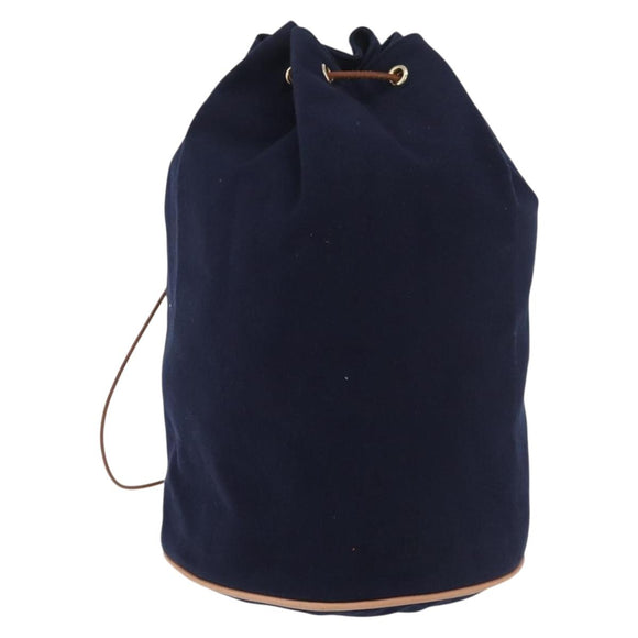 HERMES Purse Porochon Mimill Shoulder Bag Canvas Navy Gold Auth 177904A