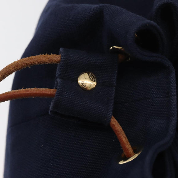 HERMES Purse Porochon Mimill Shoulder Bag Canvas Navy Gold Auth 177904A
