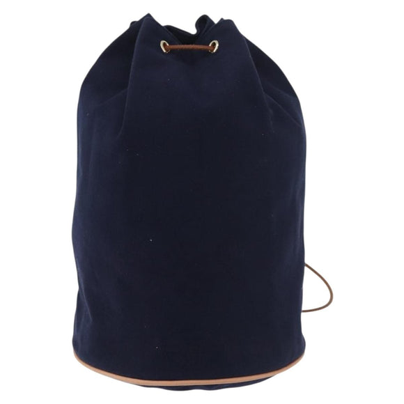 HERMES Purse Porochon Mimill Shoulder Bag Canvas Navy Gold Auth 177904A