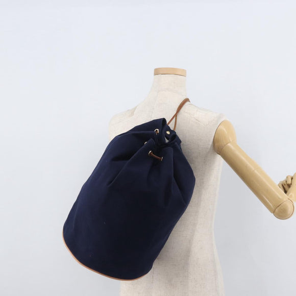 HERMES Purse Porochon Mimill Shoulder Bag Canvas Navy Gold Auth 177904A