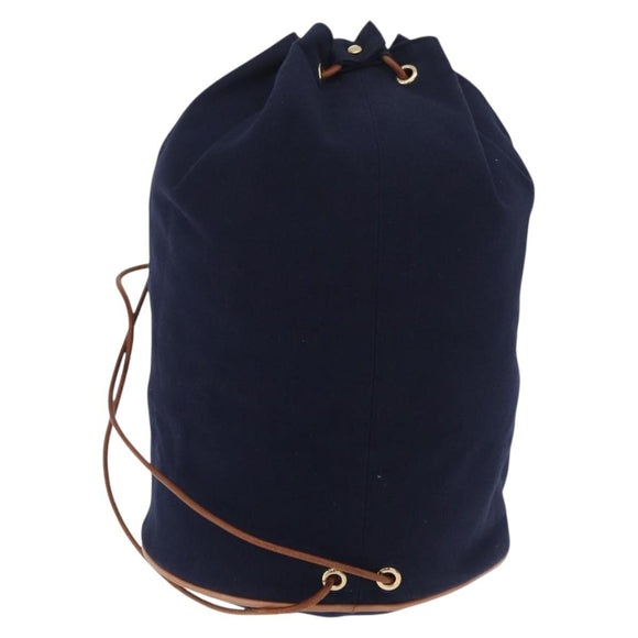 HERMES Purse Porochon Mimill Shoulder Bag Canvas Navy Gold Auth 177904A