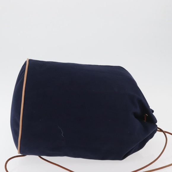 HERMES Purse Porochon Mimill Shoulder Bag Canvas Navy Gold Auth 177904A