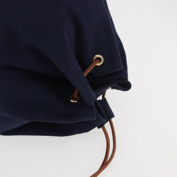 HERMES Purse Porochon Mimill Shoulder Bag Canvas Navy Gold Auth 177904A