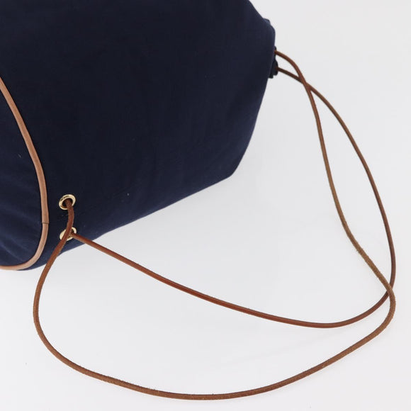 HERMES Purse Porochon Mimill Shoulder Bag Canvas Navy Gold Auth 177904A
