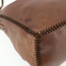 PRADA Shoulder Bag Leather Brown Gold Auth 177919-14