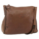 PRADA Shoulder Bag Leather Brown Gold Auth 177919-1