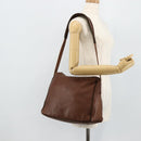 PRADA Shoulder Bag Leather Brown Gold Auth 177919-23