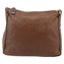 PRADA Shoulder Bag Leather Brown Gold Auth 177919-13