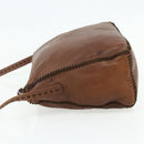 PRADA Shoulder Bag Leather Brown Gold Auth 177919-3