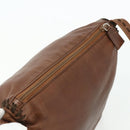 PRADA Shoulder Bag Leather Brown Gold Auth 177919-6