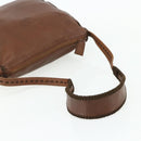PRADA Shoulder Bag Leather Brown Gold Auth 177919-7