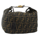 FENDI Zucca Canvas Hand Bag Black Brown Auth 177922-1