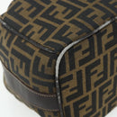 FENDI Zucca Canvas Hand Bag Black Brown Auth 177922-14