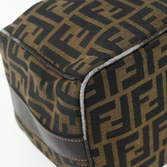 FENDI Zucca Canvas Hand Bag Black Brown Auth 177922